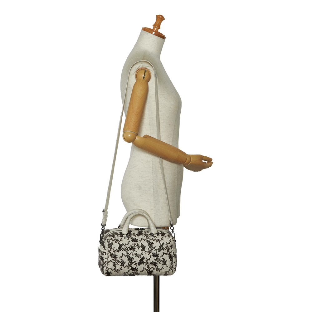 Pre-Loved Bottega Veneta In Mist Intrecciato Flocked Velvet Bouquet Duffel Bag - Picture 11 of 12